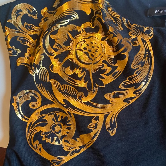 Fashion Nova Lusting Over You Baroque Black and Gold Party Dress - Picture 14 of 16